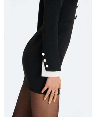 Women's Heather Black Collared Decorative Button-Front Mini Dress