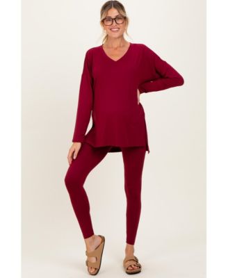 Maternity Brushed Knit Oversized Top and Legging Set