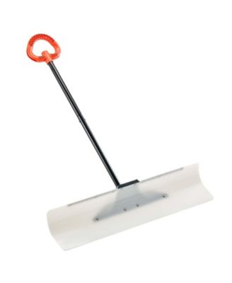 Snow Pusher Shovel, 36", HDPE Blade w/ Metal Edge, Segmented Handle, Ergonomic Grip, Driveway/Garden