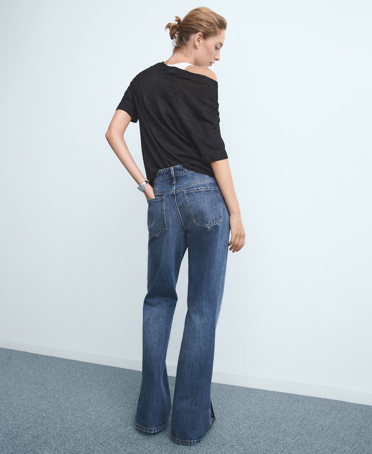 Mango Women's Slit Straight-Leg Jeans view 2 — MAYCSS fashion products