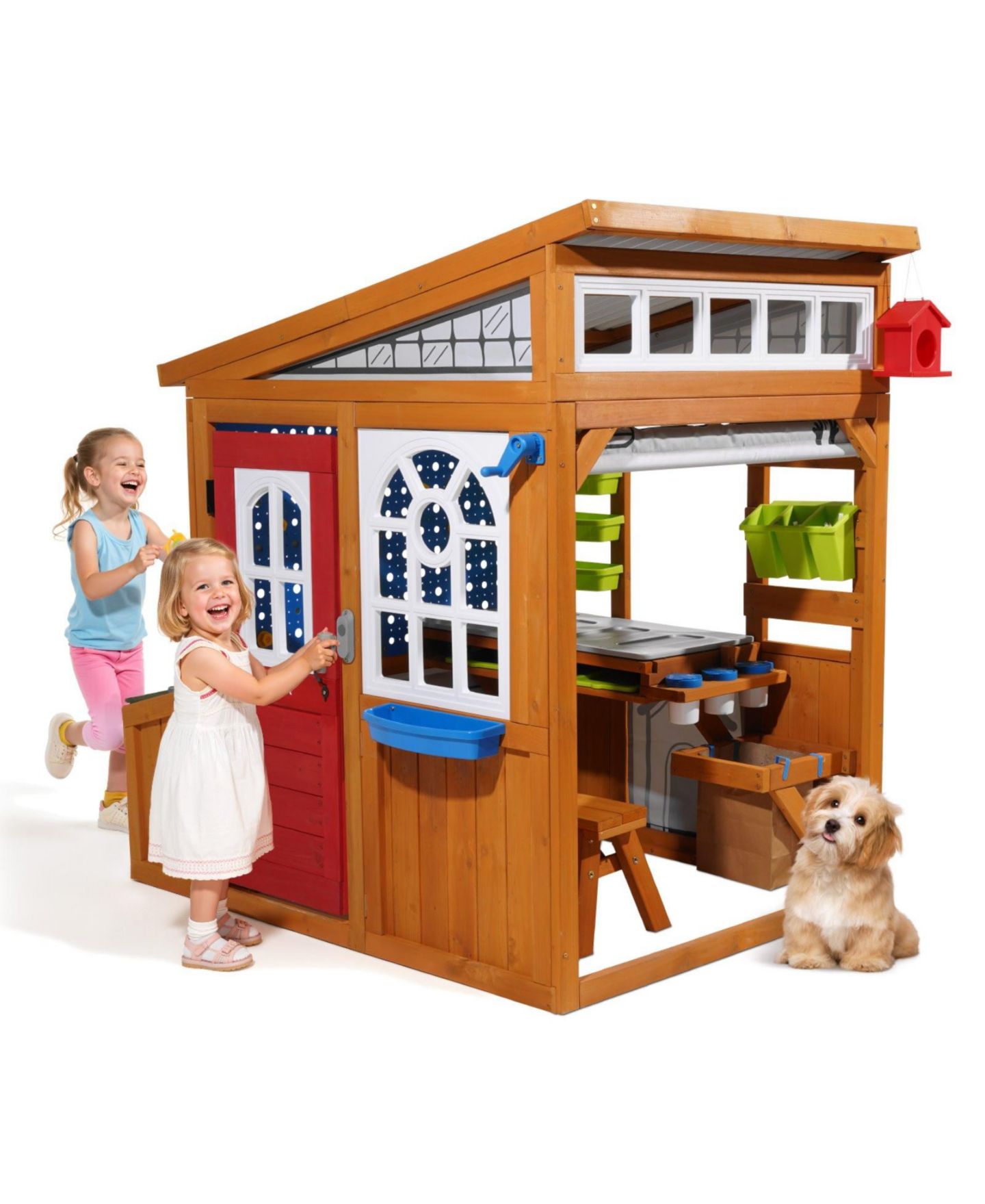 Детская игрушка Mecale Cedar Wooden Playhouse with Doorbell, Fits Two Kids, Ages 3-10, цвет: Коричневый — фото 1