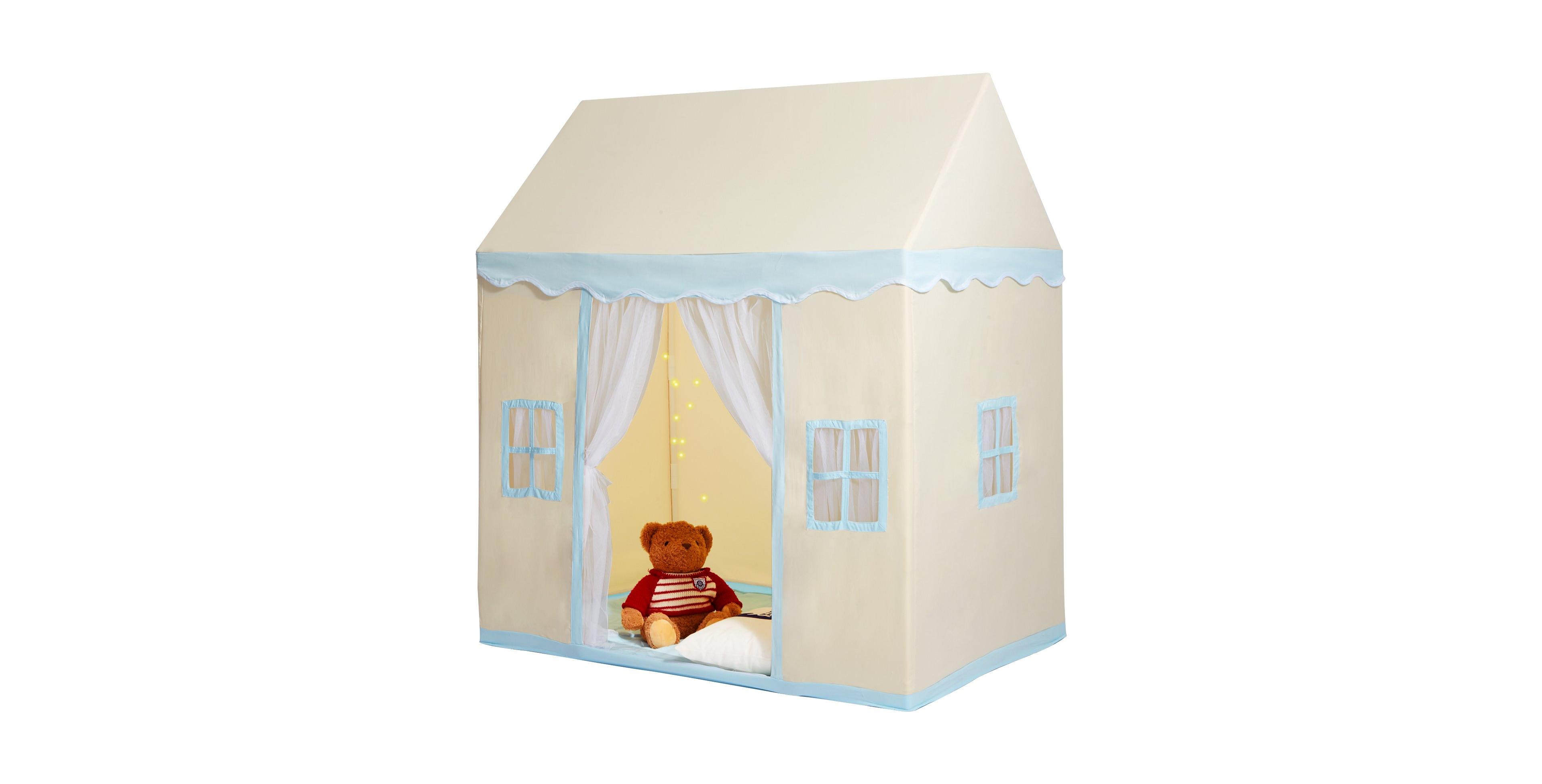 Mecale Kids Play Tent, Ages 1-5, Includes Mat & Tent Light, Windowed Indoor/Outdoor Playhouse Tent, Beige