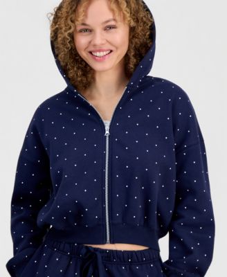 Juniors' Printed Zip-Front Hoodie