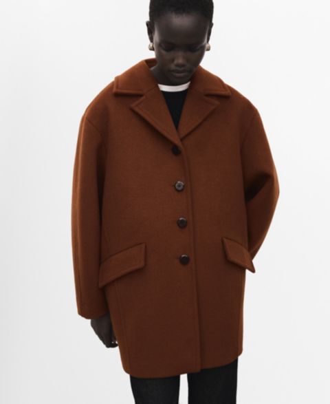 Женские куртки MANGO Women's Buttons Wool-Blend Coat