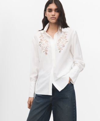 Women's Lace Accents Embroidered Shirt