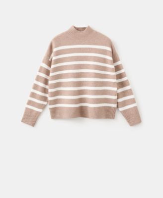 Women's Oversized Striped Turtleneck Sweater