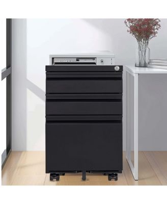 3 Drawer Mobile File Cabinet with Lock, Metal Filing Cabinets for Home Office Organizer Letters/Legal/A4, Fully Assembled
