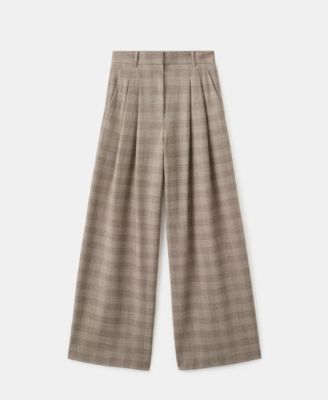 Women's Wide-Leg Check Suit Pants
