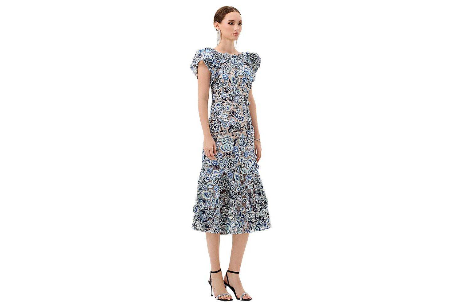 Women's Peri Flutter Sleeve Midi