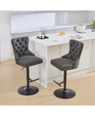 Set of 2 PU Swivel Bar Stools Adjustable Seat Height for Dining Pub