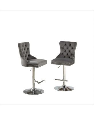 Set of 2 PU Swivel Bar Stools Adjustable Seat Height for Dining Pub