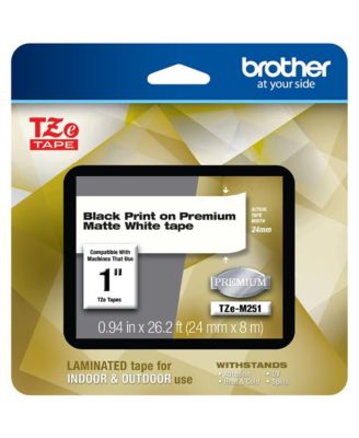 TZEM251 0.94 in. x 26.2 ft. TZe Premium Laminated Tape - Black on White