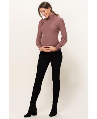 Maternity Turtleneck Ribbed Knit Long Sleeve Sweater