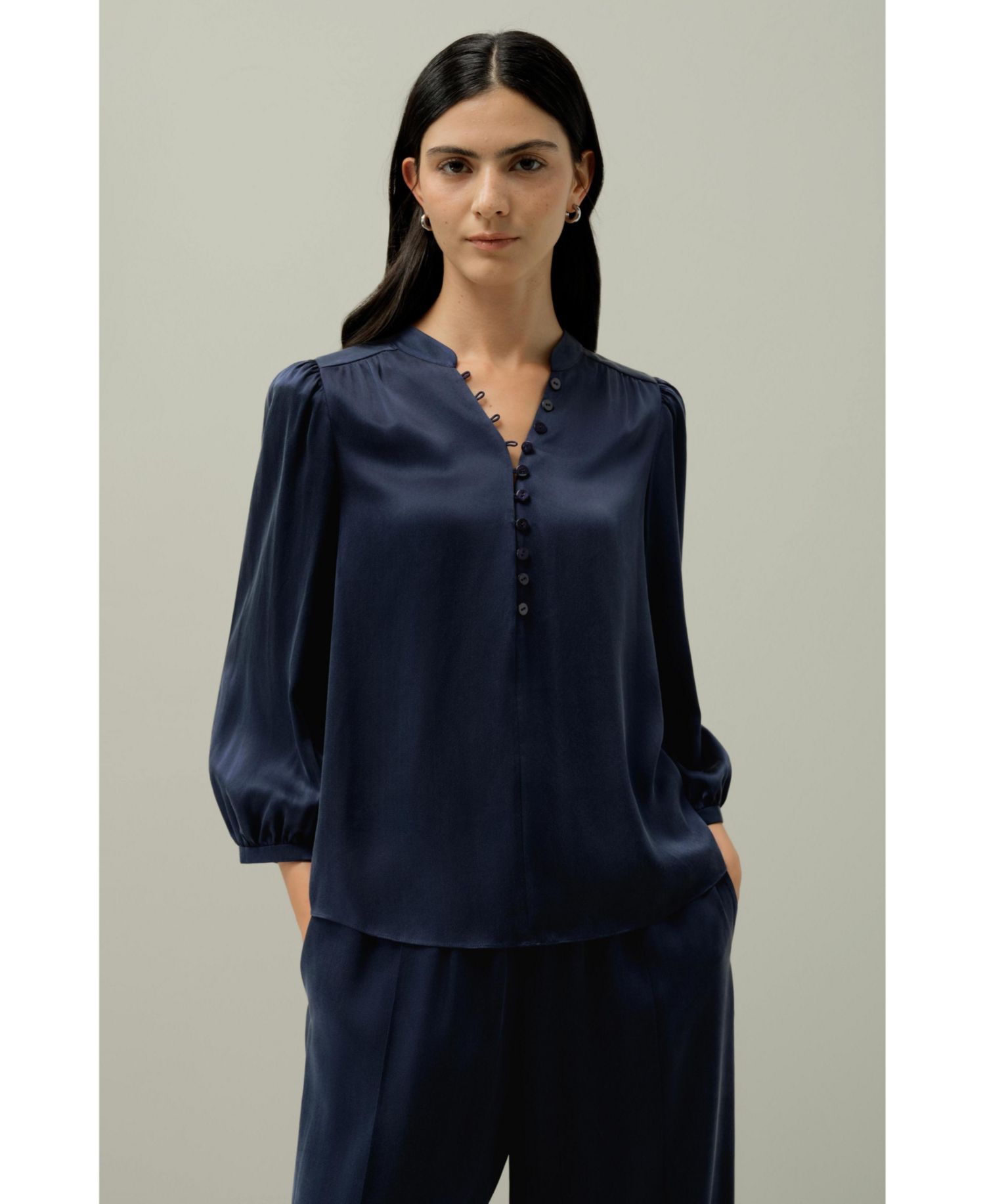 Women's X Melissa Murrell Silk Suede V-Neck Blouse