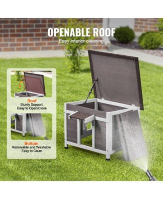 Weatherproof Wooden Outdoor Cat Shelter with Door Flaps, 24