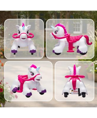 12V Ride on Horse, Ride on Toy with Carrot Toy, Comb, Animal Sounds