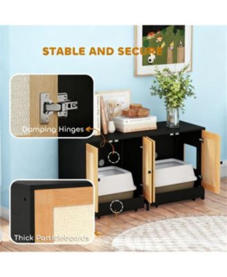 Cat Litter Box Enclosure for 2 Cats or Kittens in Black