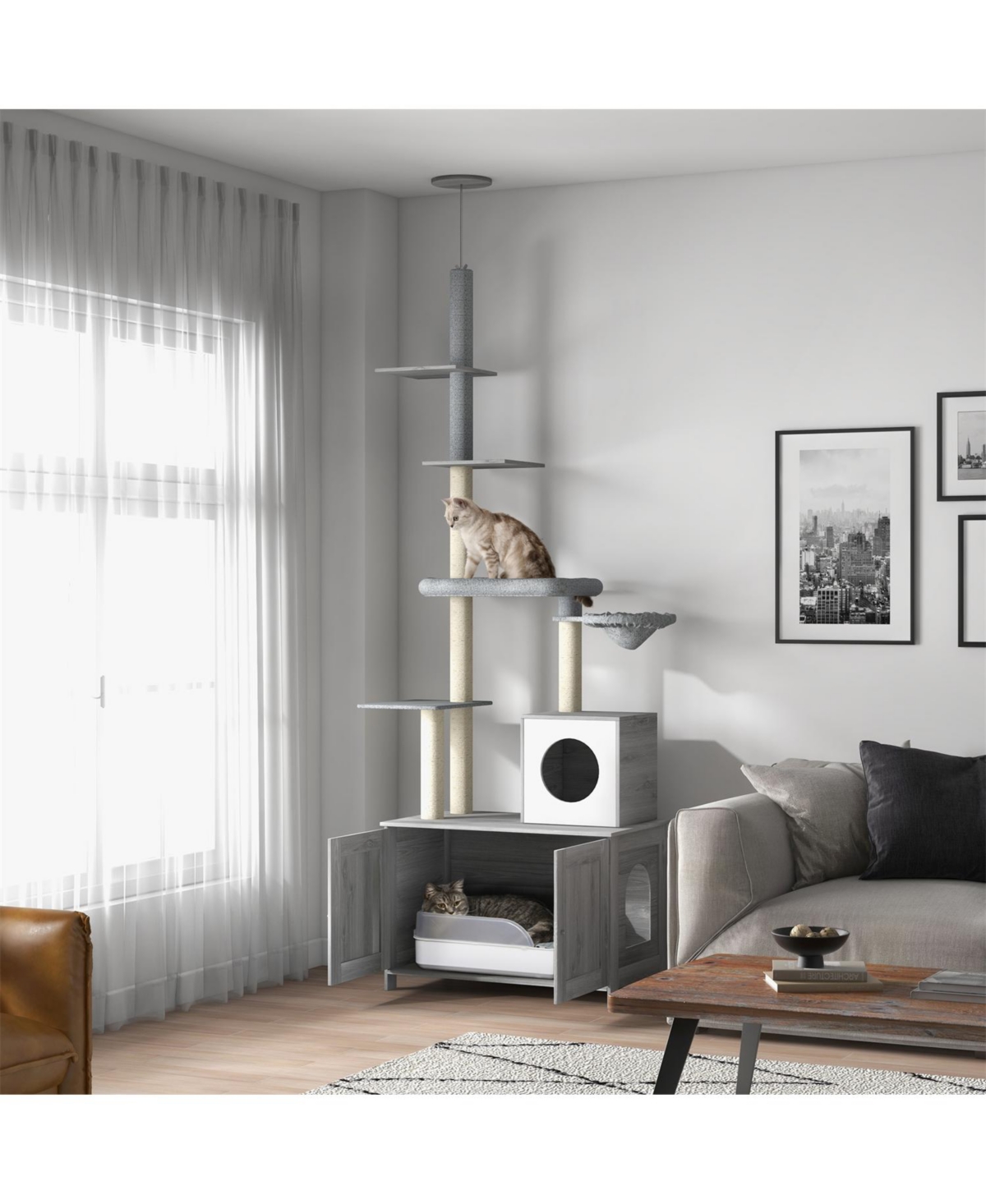 Aostirmotor Cat Tree with Litter Box Enclosure