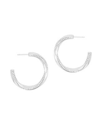 Crystal Post Tiwsted C Hoop Earrings