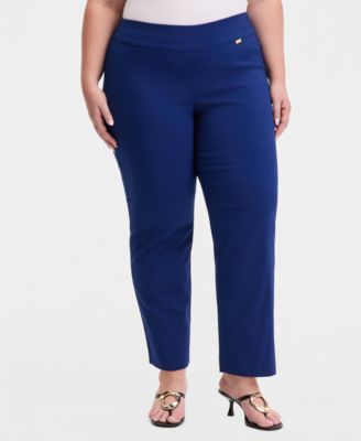 Plus Size Mid-Rise Pull-On Straight-Leg Pants