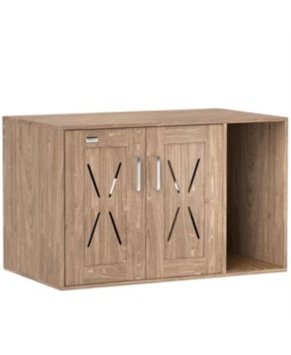 Cat Litter Box Enclosure with Scratching Board in Walnut Brown