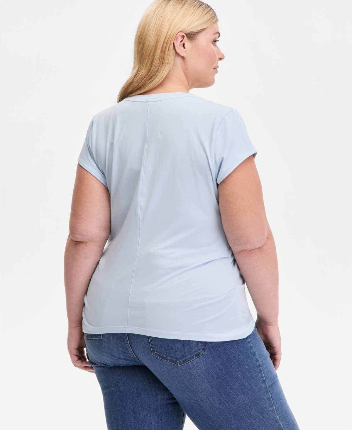 I.n.c. International Concepts Plus V-Neck Pleated-Side T-Shirt, Macy's Exclusive