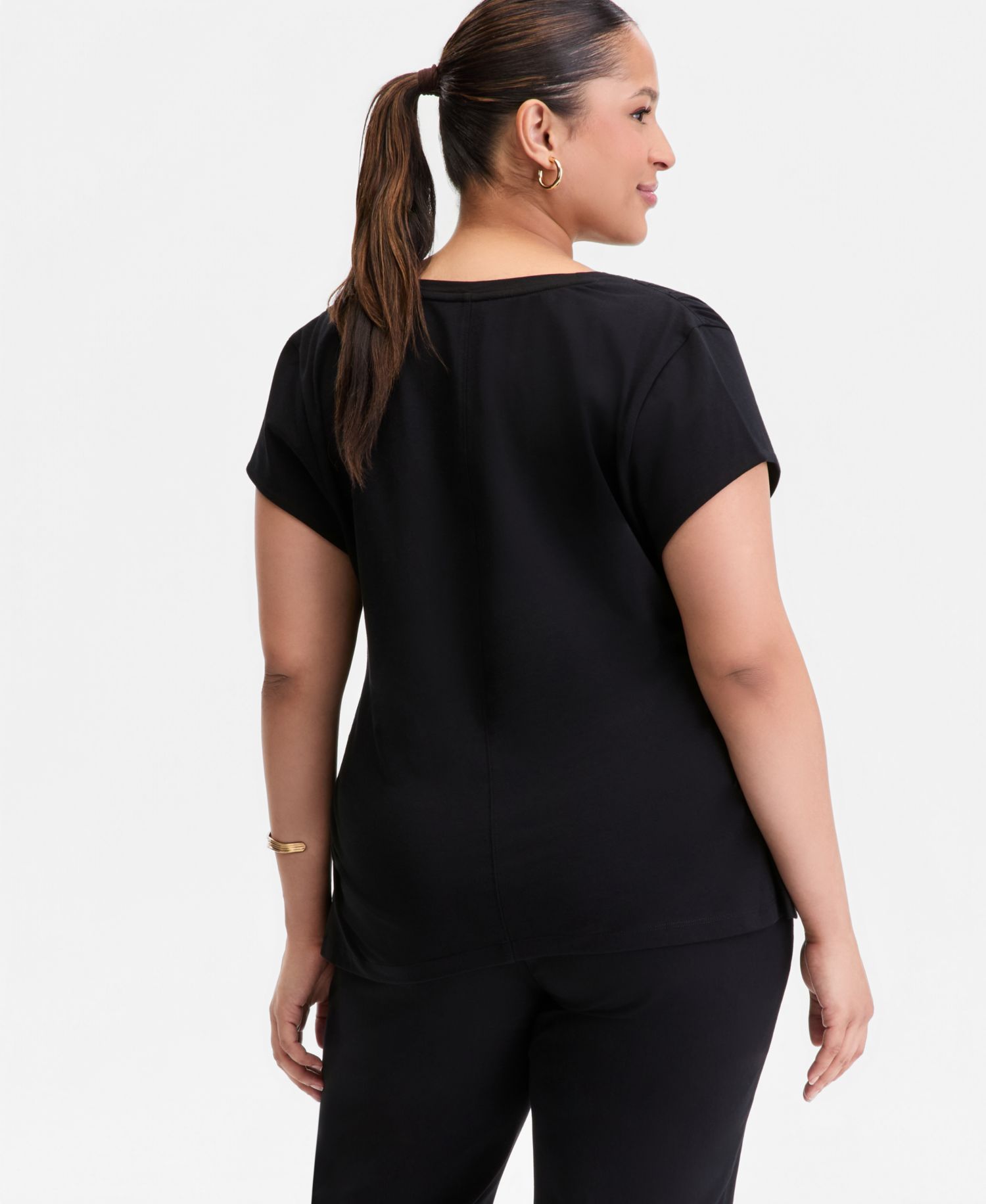 Plus Size Cap-Sleeve V-Neck T-Shirt