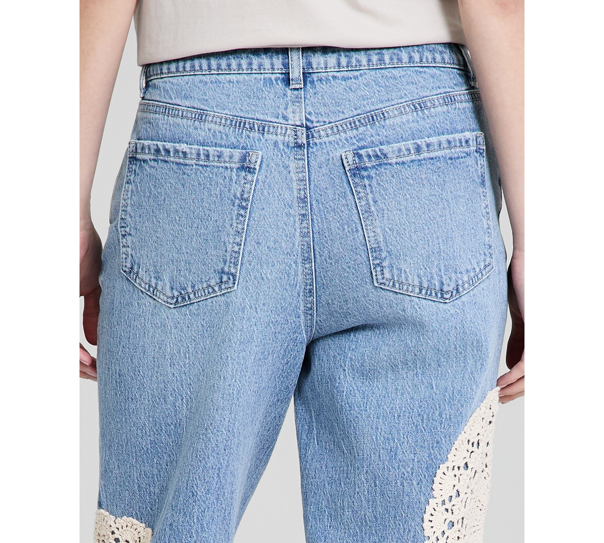 And Now This Women's High-Rise Crochet-Trim Ankle Jeans, Macy's Exclusive