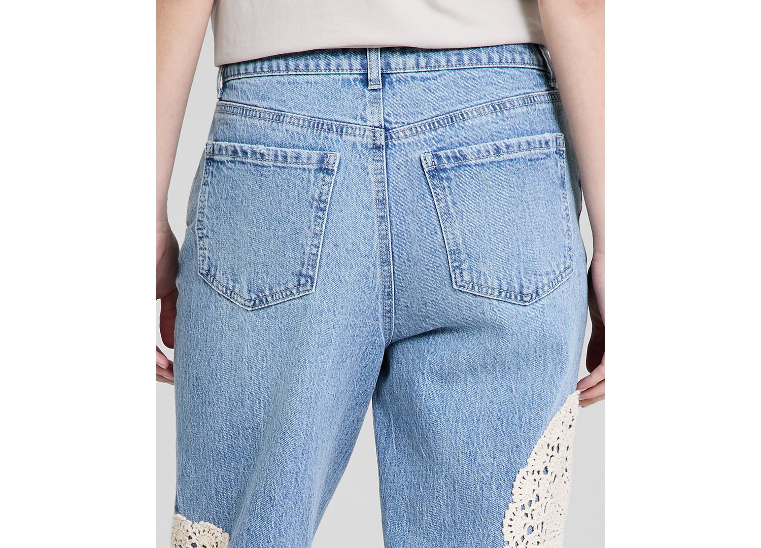 Women's High-Rise Crochet-Trim Ankle Jeans