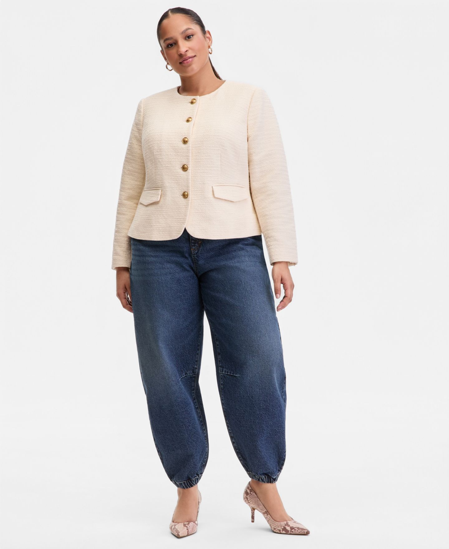 Женская куртка I.N.C. International Concepts Plus Size Parisian Ottoman, цвет: Винтажный кремовый — фото 4