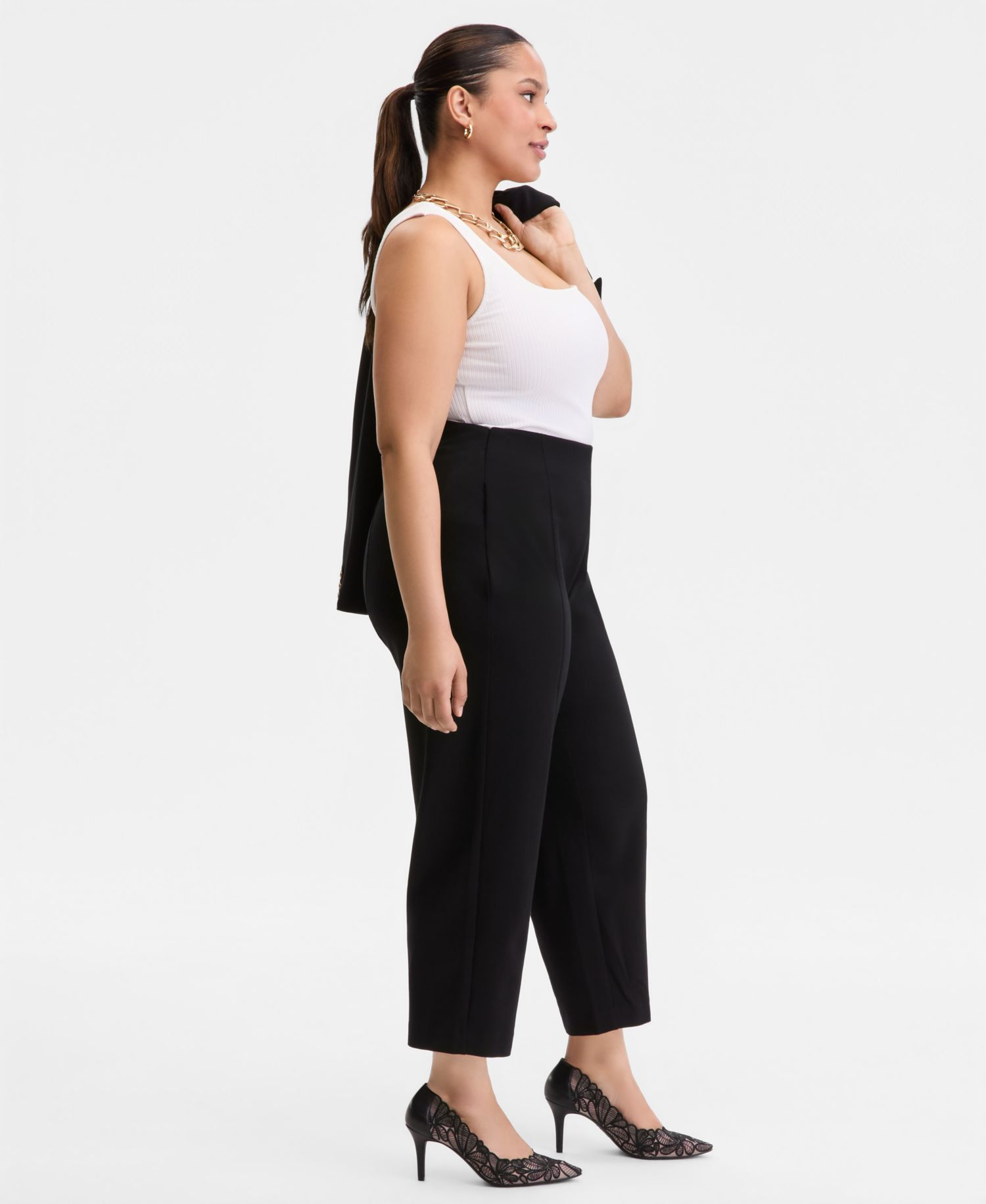 Plus Size High Rise Pull-On Ponte Pants