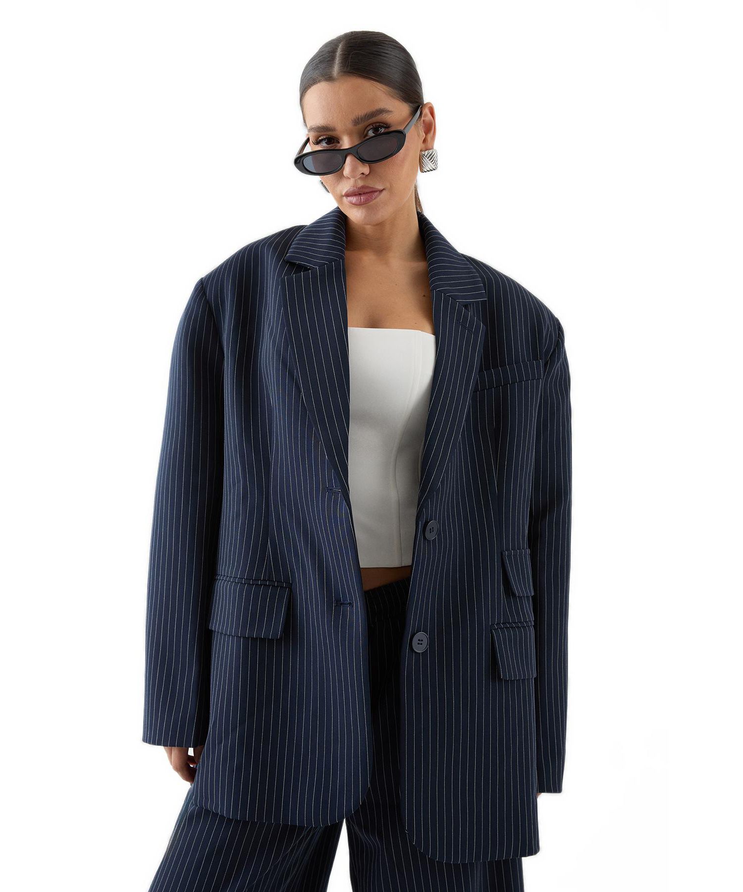 Women's Premium Pinstripe Oversized Blazer