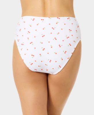 Women's Mini Cherry Smocked High-Waist Swim Bottoms
