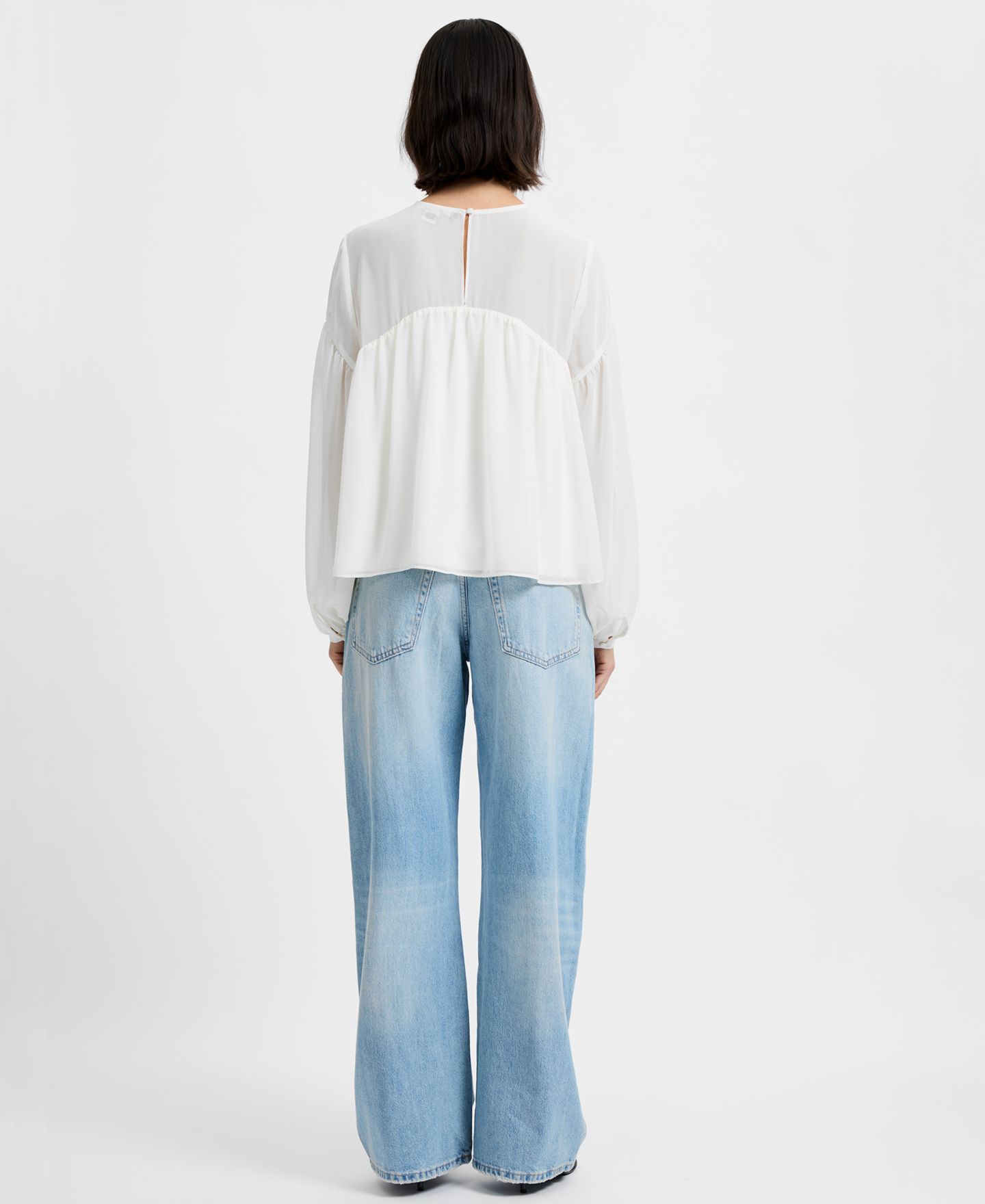 Женская блузка French Connection Marina Round Neck, цвет: Фарфоровый кремовый — фото 5