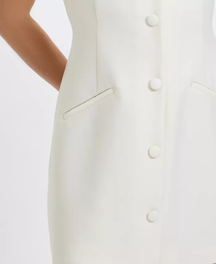Women's Structured Taffeta V-Neck Mini Dress - thumbnail 5