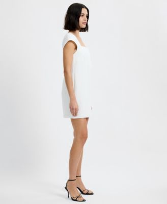 Women's Square Neck Whisper Cap Sleeve Shift Mini Dress