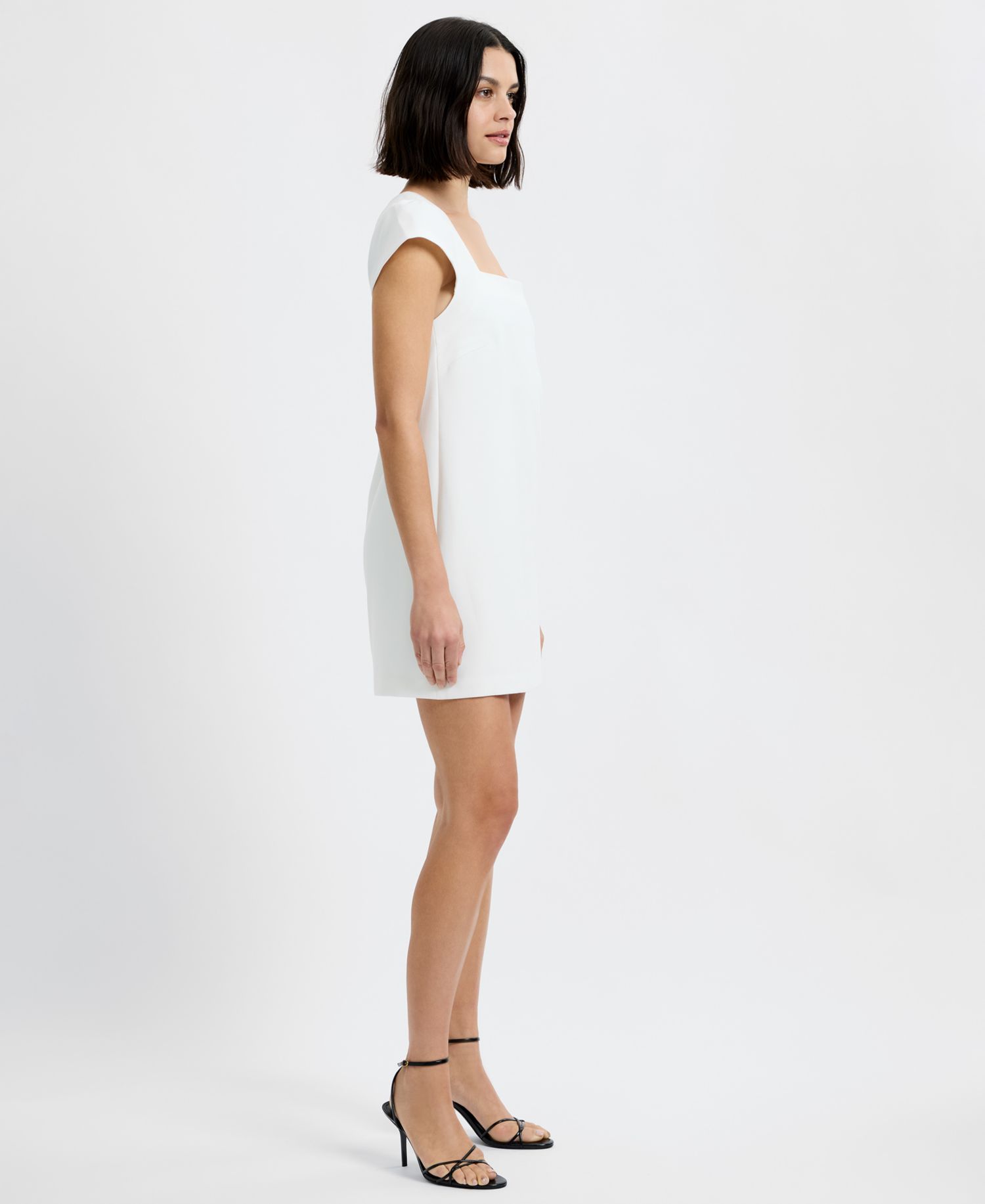 Women's Square Neck Whisper Cap Sleeve Shift Mini Dress