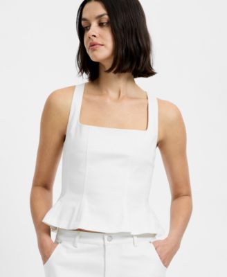 Women's Inez Twill Square Neck Peplum Top