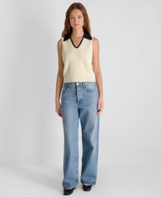 Women's Mozart Contrast Texture Knit Pull-On Top