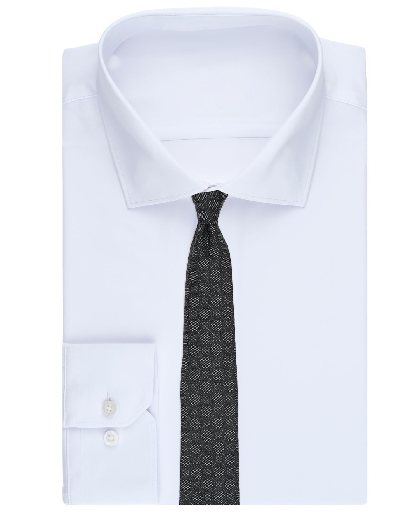 Мужской галстук Alfani Wallace Geometric Slim Tie, цвет: Чёрный — фото 3