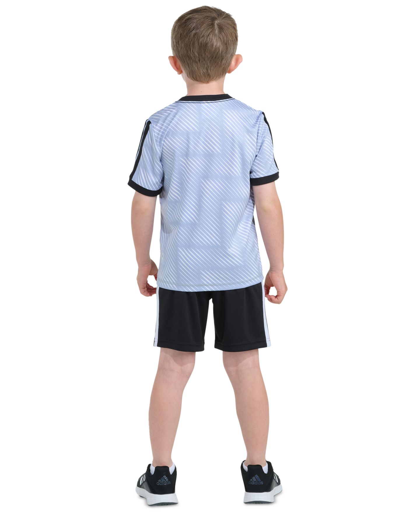 adidas Boys' 2T-7 Printed T-Shirt and Shorts, 2-Piece Set, цвет: Чёрный / Синий — фото 4