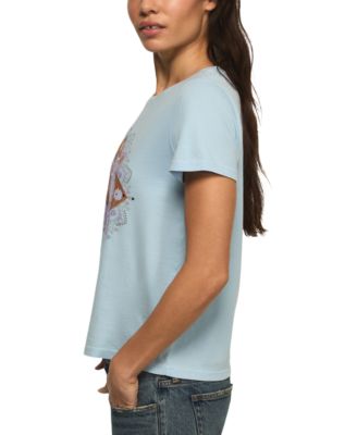 Women's Embellished Lotus Motif Crew Neck Top
