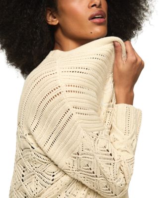 Women's Mixed Stitch Open Front Cardigan Sweater