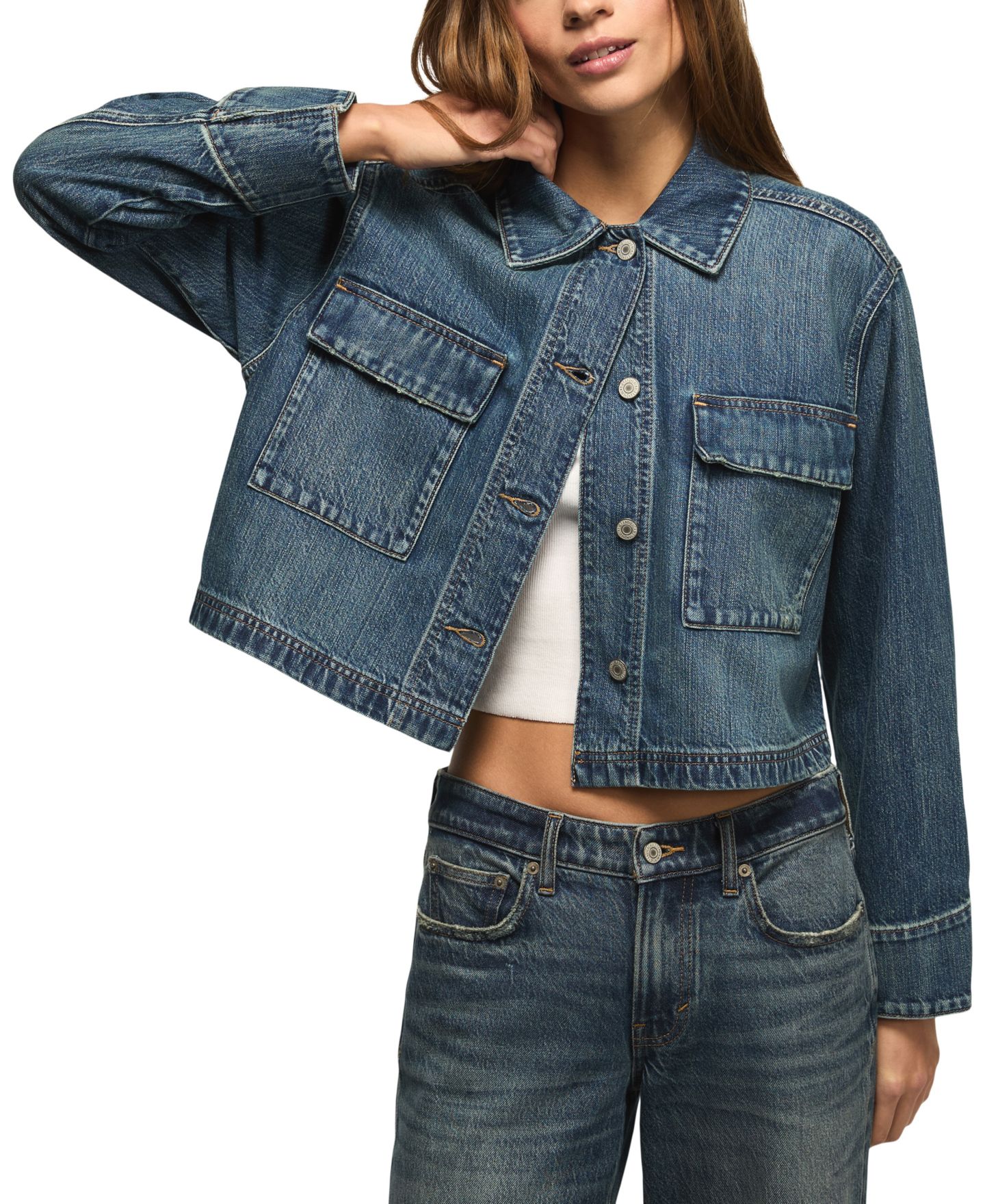 Женская куртка Lucky Brand Denim Utility Long-Sleeve Jacket, цвет: Варёный — фото 2