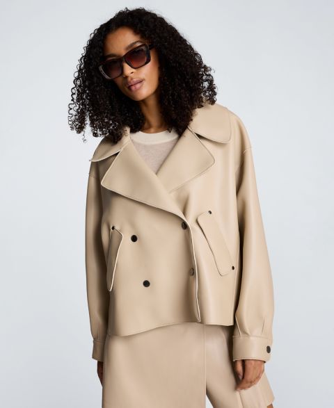 Женские куртки Kenneth Cole Notch Collar Short Trench Jacket