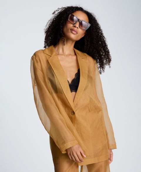 Женские куртки Kenneth Cole Organza One-Button Notch Collar Jacket