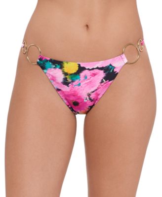 Women's Strap Side Gold-Tone Double Rings Bikini Bottoms