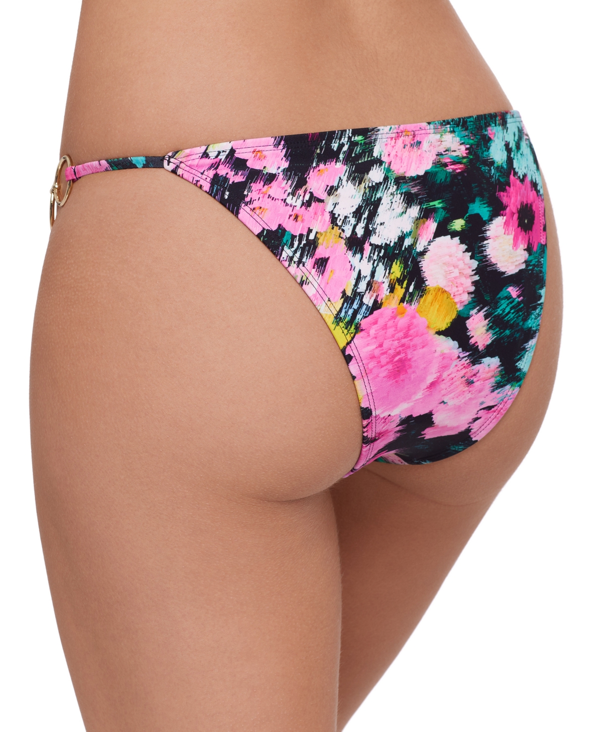 Steve Madden Women's Strap Side Gold-Tone Double Rings Bikini Bottoms