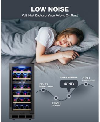 15-in W 30Bottles Capacity Black Built-in/Freestanding Indoor Beverage Refrigerator with Glass Door