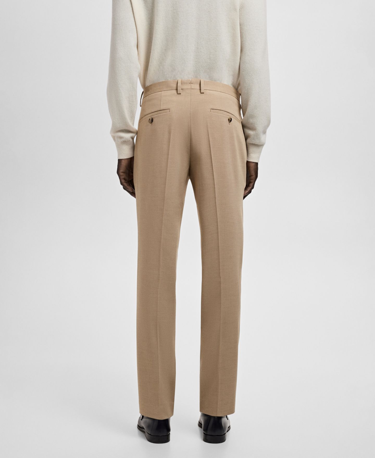 Мужские брюки MANGO Stretch Fabric Super Slim-Fit Suit, цвет: Бежевый — фото 2